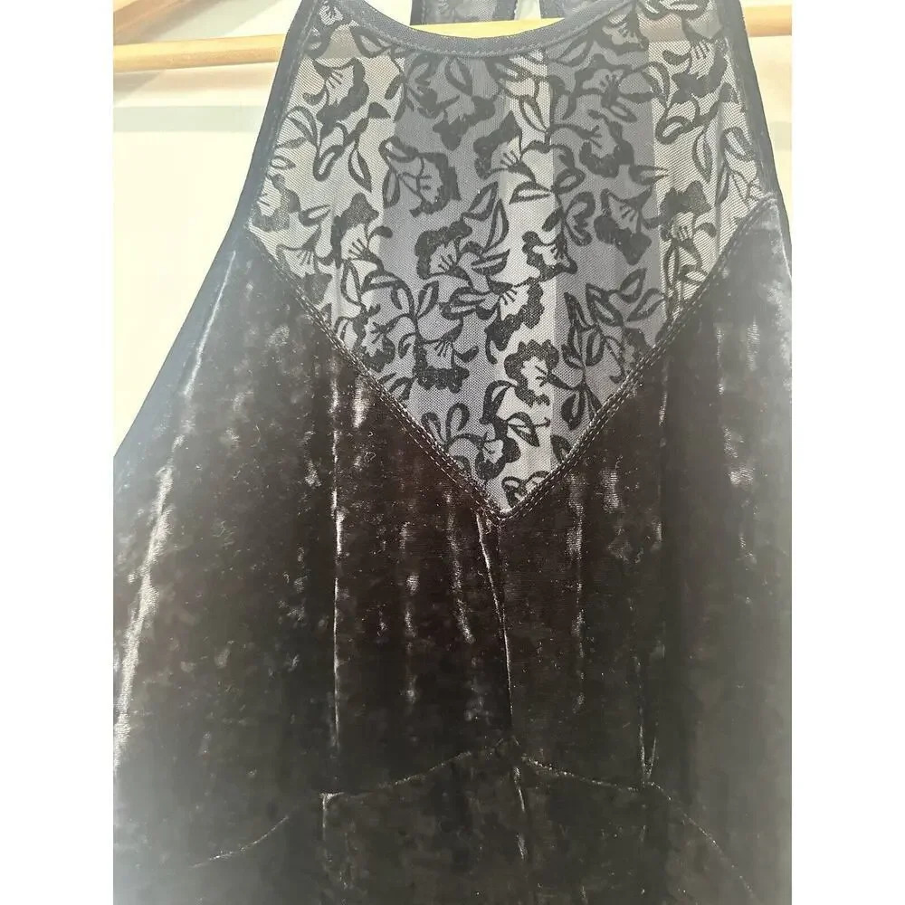 Intimately Free People Size Medium Velvet Lace Sleeveless Dress Black 1136 - Picture 4 of 12